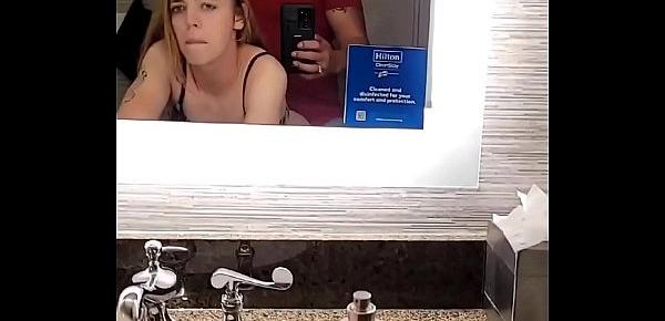  Fucking Tiny Petite Young College Freshman I met at College Town Club in Hotel Bathroom